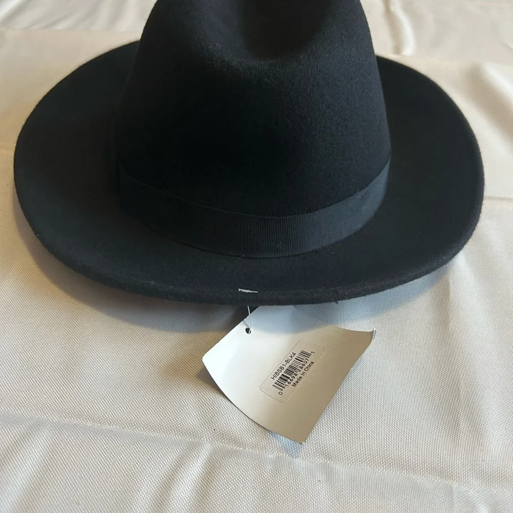 NWT Hats in the Belfry Belfry Bartolo Black Merino Wool Felt Fedora Hat Size XL